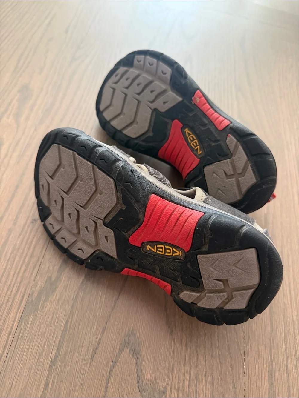Keen Kids Gray and Red Closed Toe Outdoor Sandals - Secure Fit